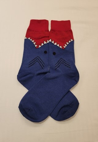 Shark Pattern Cozy Socks in Blue color