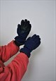 WOMEN SKI GLOVES, VINTAGE BLUE SNOWBOARD GLOVES FOR HER