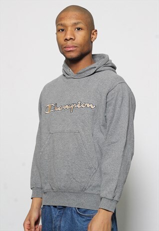 VINTAGE CHAMPION BIG LOGO HOODIE GREY