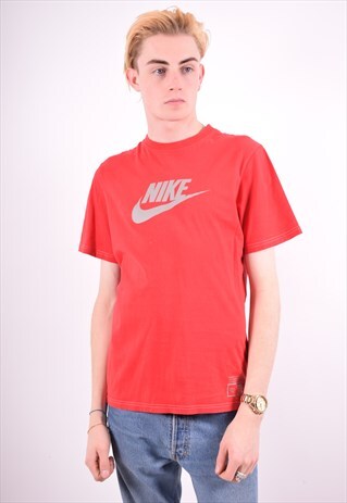 NIKE MENS VINTAGE T-SHIRT TOP SMALL RED 90'S