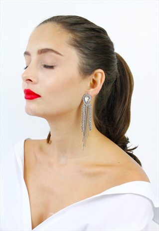 SILVER CHAIN CHANDELIER EARRINGS