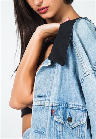 VINTAGE 80S REWORKED COLLAR LEVI'S DENIM JACKET / 0183