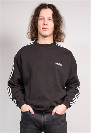 VINTAGE 90'S ADIDAS BLACK SWEATSHIRT JUMPER