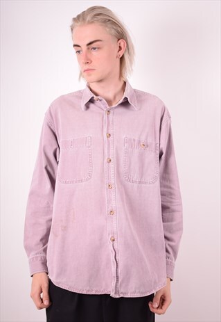 MARKS & SPENCER MENS VINTAGE DENIM SHIRT LARGE PURPLE 90S