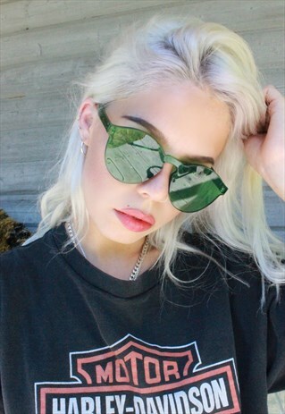 PINE GREEN CANDY RIMLESS PERSPEX SUNGLASSES