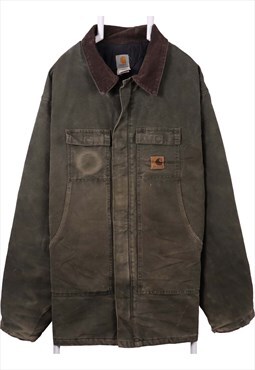 Vintage 90's Carhartt Workwear Jacket Detroit Hooded Zip Up