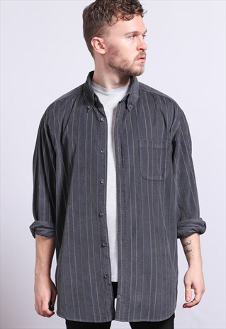 VINTAGE CORDUROY STRIPED SHIRT GREY