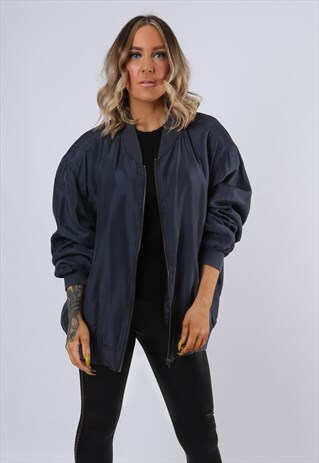 SILK BOMBER JACKET PLAIN OVERSIZED VINTAGE UK 20 (BAO)
