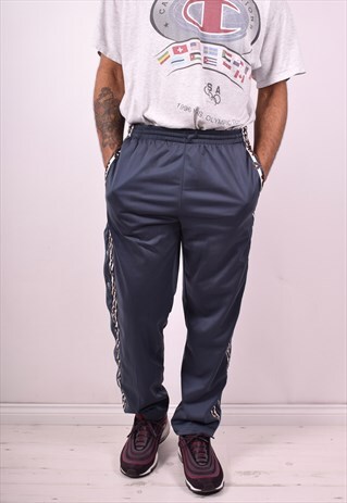 DIADORA MENS VINTAGE TRACKSUIT TROUSERS W30 L29 GREY 90S
