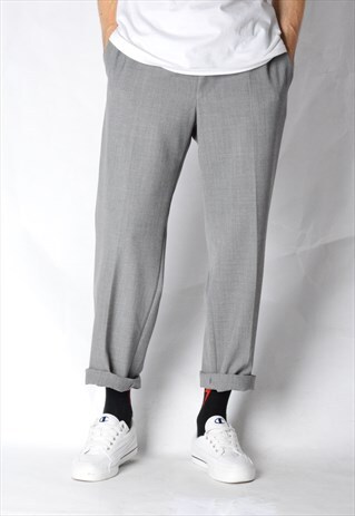 VINTAGE 90S GREY MINIMALIST WOOL BLEND PANTS