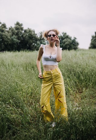 YELLOW WIDE LEG DENIM