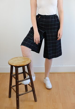 WOMENS VINTAGE BURBERRY TROUSERS NOVA CHECK WOOL CULOTTES