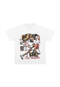 White Allen Iverson Graphic fans T shirt tee
