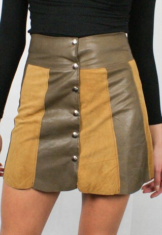 VINTAGE 1970S LEATHER HIGH-WAISTED SKIRT