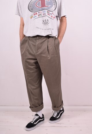 TOMMY HILFIGER MENS VINTAGE TROUSERS W34 L32 GREY 90'S