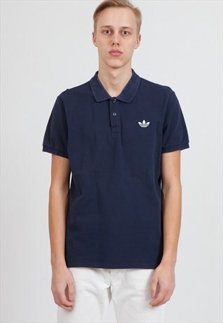 90S VINTAGE NAVY ADIDAS SHORT SLEEVE POLO SHIRT TOP