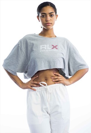 VINTAGE POLO SPORT LOGO REWORKED CROP TOP 90S XXL 5.5