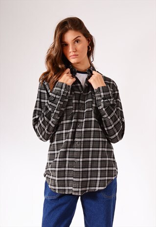 VINTAGE CHECK FLANNEL SHIRT GREY