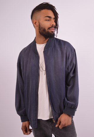 MENS VINTAGE BOMBER JACKET XXL BLUE 90S