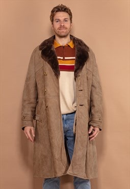 Vintage 70's Men Shearling Coat in Beige