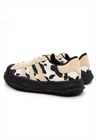 Cow print sneakers melted sole trainers chunky skater shoes