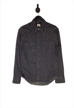 Men's Levi's Denim Western Shirt In Charcoal Grey Size Small