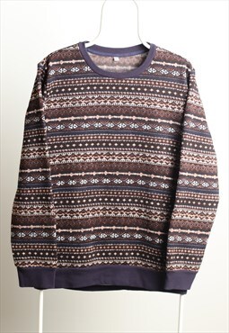 Vintage Crewneck Patterned Warm Sweatshirt 
