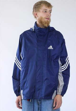 VINTAGE MENS ADIDAS WATERPROOF WINDBREAKER HOODED JACKET