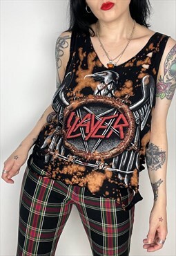 SLAYER Reworked bleached distressed band shirt