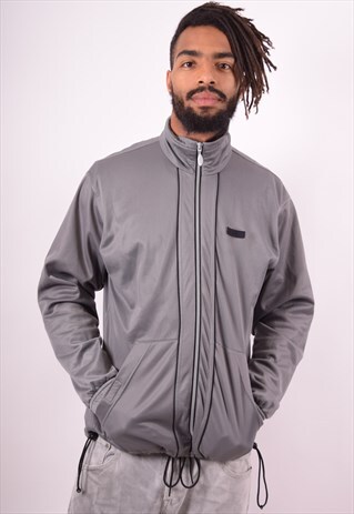 ASICS MENS VINTAGE TRACKSUIT TOP JACKET MEDIUM GREY 90S