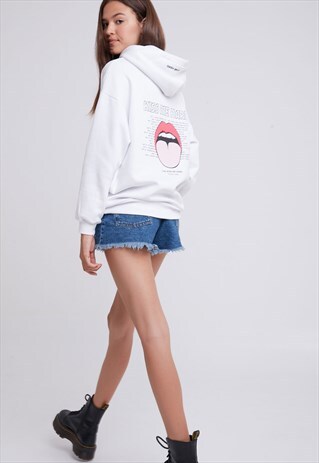 KISS ME HARD PRINTED SWEATSHIRT - WHITE