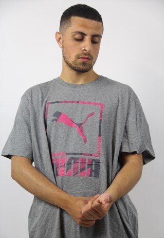 VINTAGE PUMA GRAPHIC GREY T-SHIRT