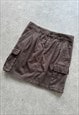 VINTAGE CARGO SKIRT 90S BROWN PURE COTTON MINI UTILITY W30