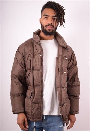 CHAMPION MENS VINTAGE PADDED JACKET MEDIUM BROWN 90S