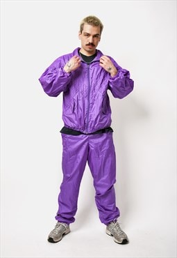 Vintage 90s tracksuit set in purple colour Old School 80s 