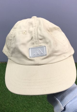 VINTAGE ADIDAS STEELER BASEBALL CAP HAT IN BEIGE WITH METAL
