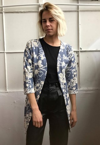 VINTAGE 90' BEAUTIFUL CUTE BLUE FLOWER JACKET