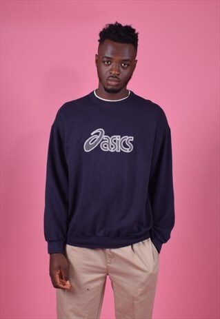 ASICS NAVY EMBROIDERED SWEATSHIRT