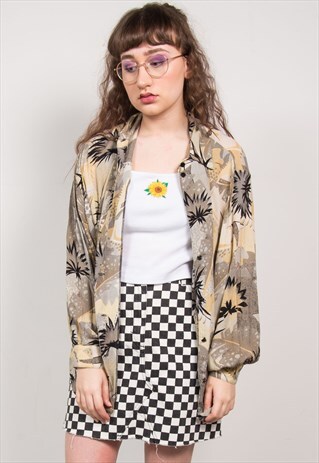 VINTAGE 90'S BEIGE ABSTRACT PATTERN OVERSIZED SHIRT