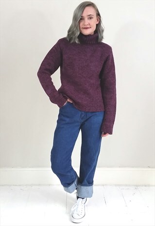 VINTAGE 90'S PURPLE ROLL NECK JUMPER