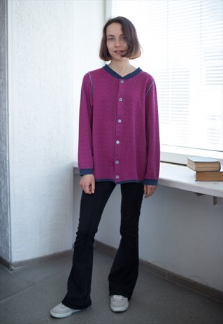 VINTAGE 80'S PINK PATTERNED CARDIGAN
