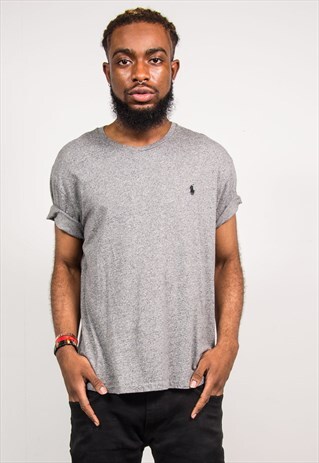 VINTAGE 90'S POLO RALPH LAUREN GREY T-SHIRT