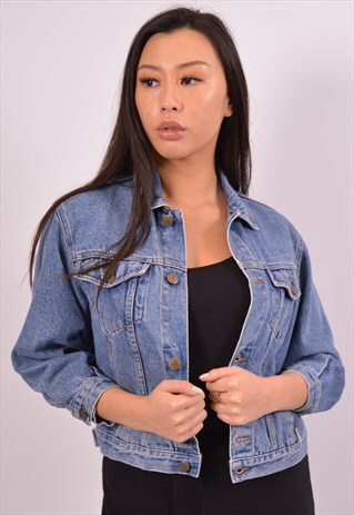 VINTAGE BENETTON DENIM JACKET 3/4 SLEEVE BLUE