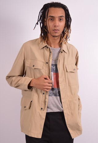TRUSSARDI MENS VINTAGE MILITARY JACKET MEDIUM BEIGE 90S