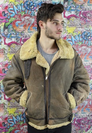 VINTAGE AVIATOR/FLYING JACKET. SHEARLING SHEEP SKIN. UNISEX.