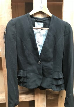 Black suit jacket with frills on the back, lined jacket, 10