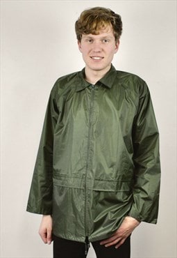 Rain Coat Khaki Outdoors Jacket Waterproof Winbreaker Zip Up