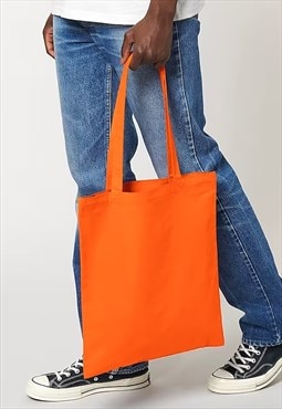 54 Floral Essential Cotton Shoulder Tote Bag - Orange 
