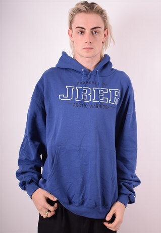CHAMPION MENS VINTAGE HOODIE JUMPER XXL BLUE 90S