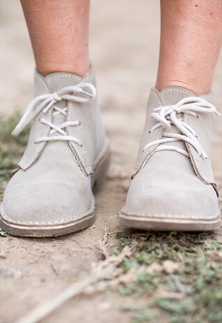 GRAY SUEDE LEATHER FLAT BOOTS